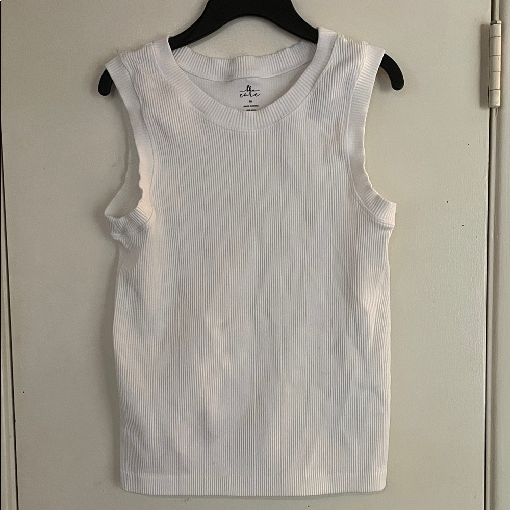 Bke Core White Ribbed Sleeveless Top M/L